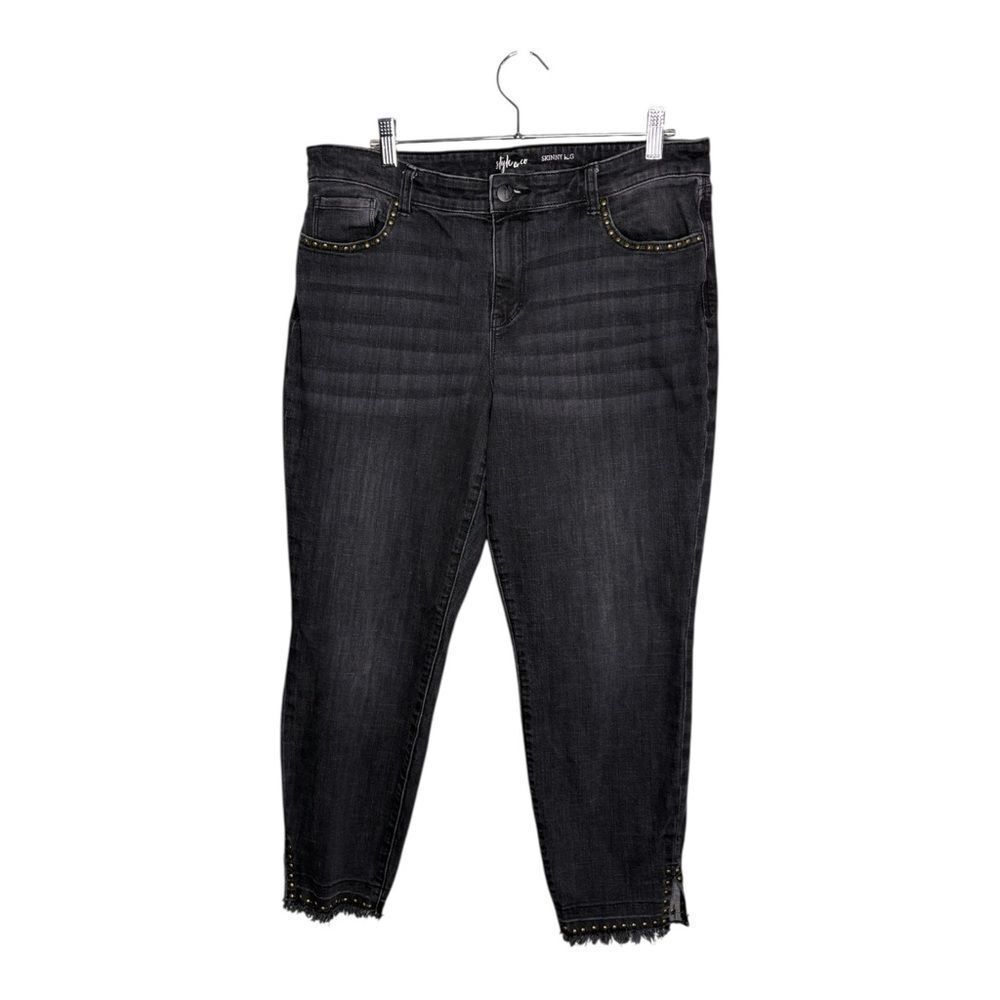 Style & Co Studded Hem Skinny Jeans Black Size 12 Stretch Ankle
